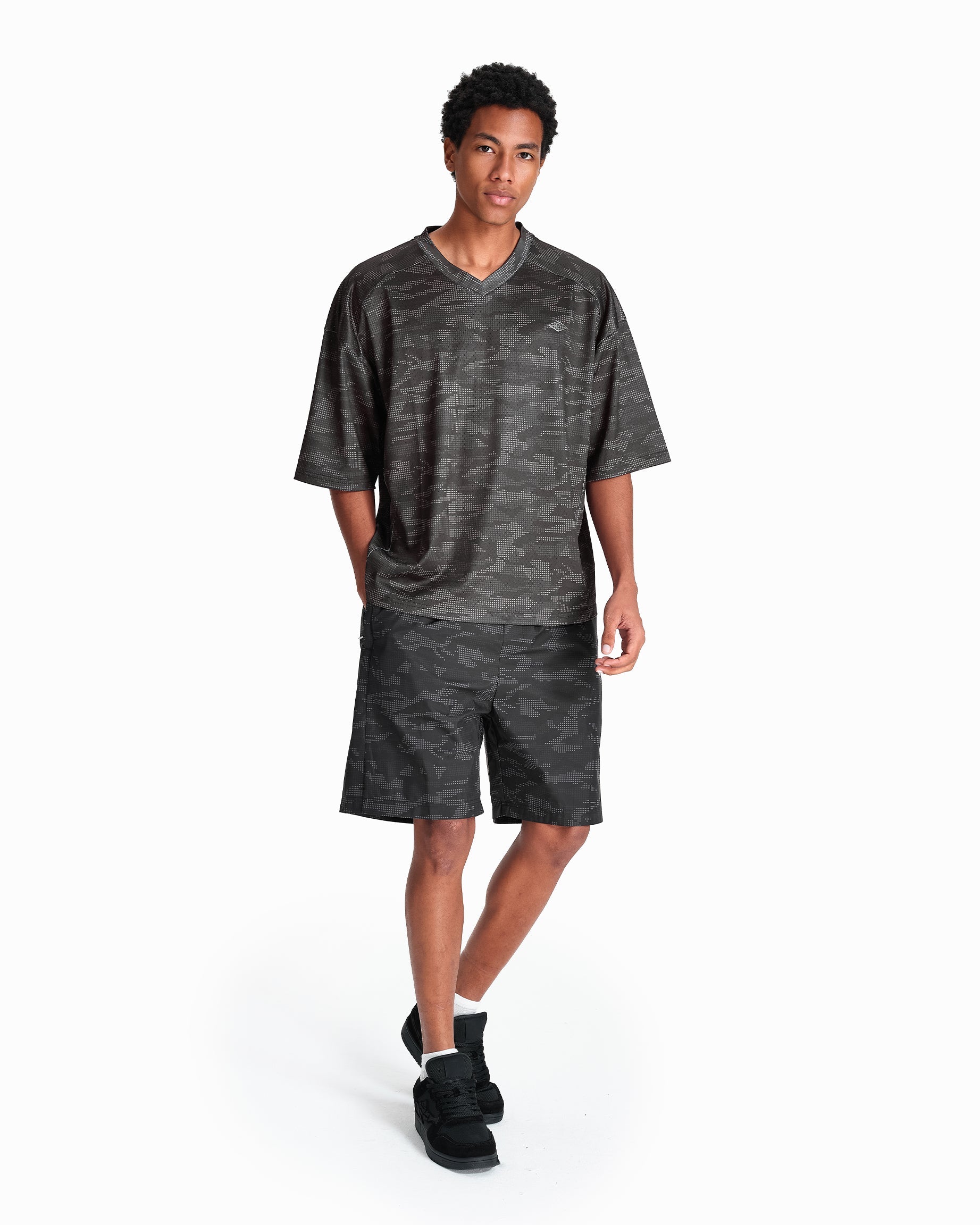 MESH JERSEY DOTTED CAMO BLACK