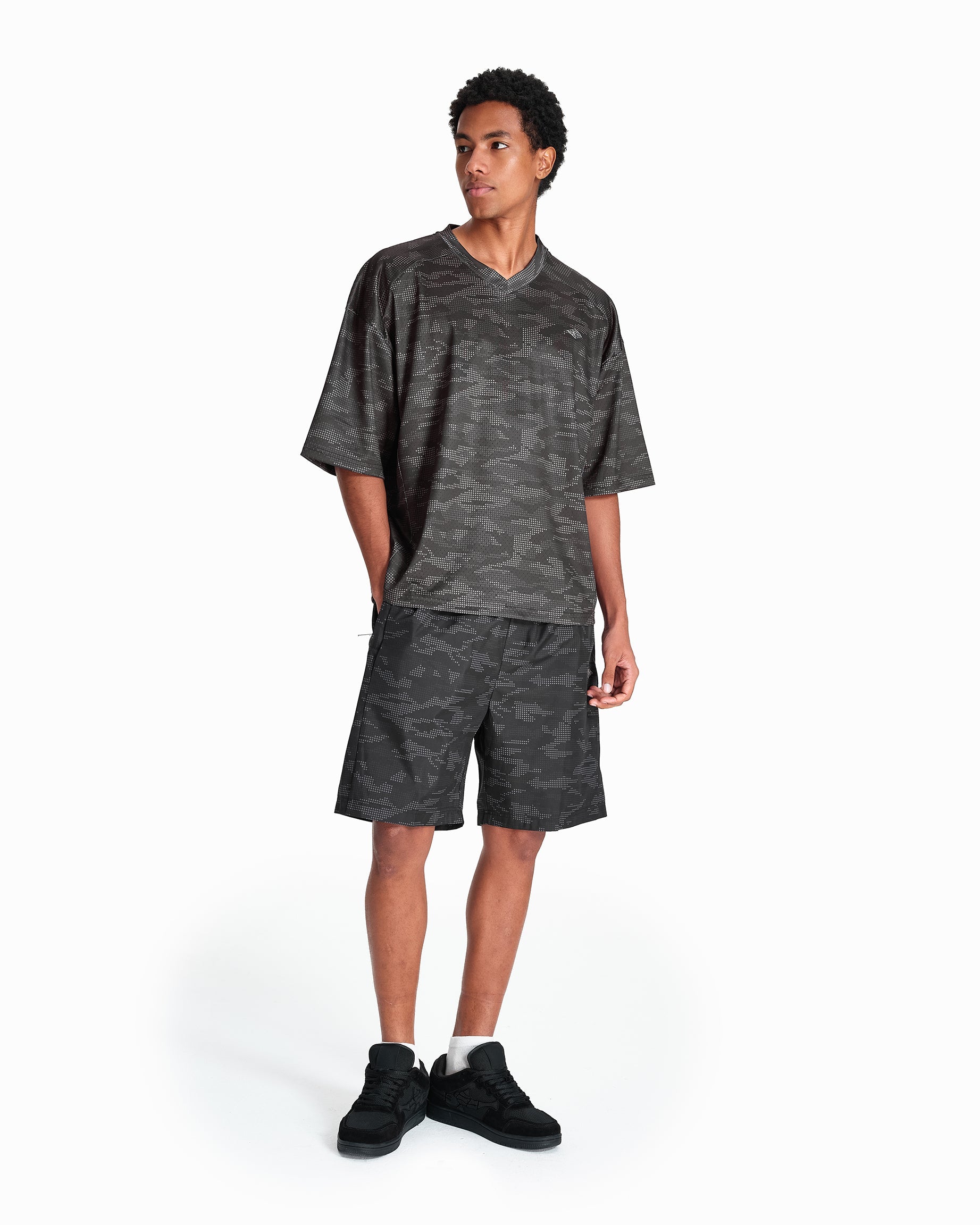 MESH JERSEY DOTTED CAMO BLACK