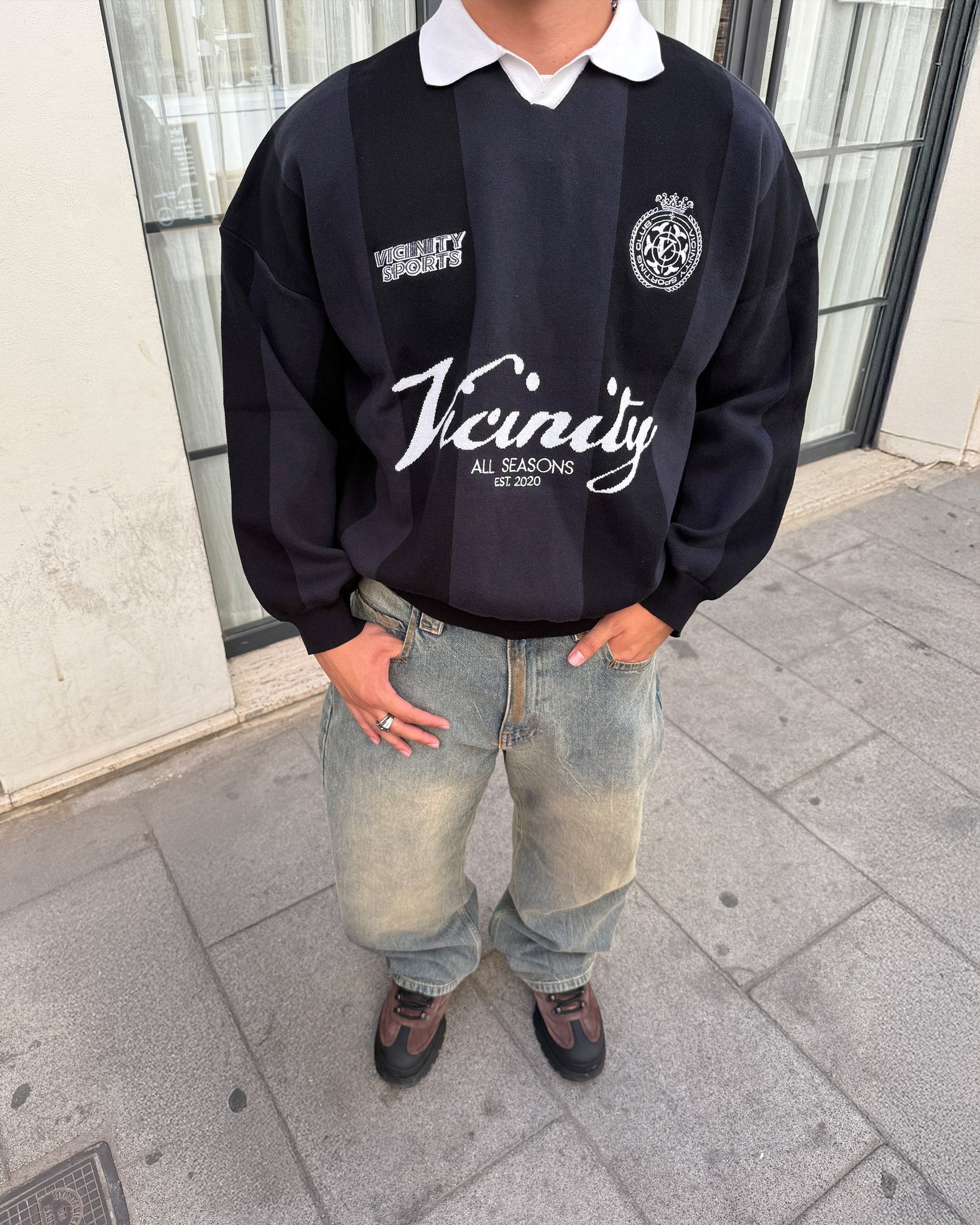 SPORTS TEAM JERSEY KNIT BLACK