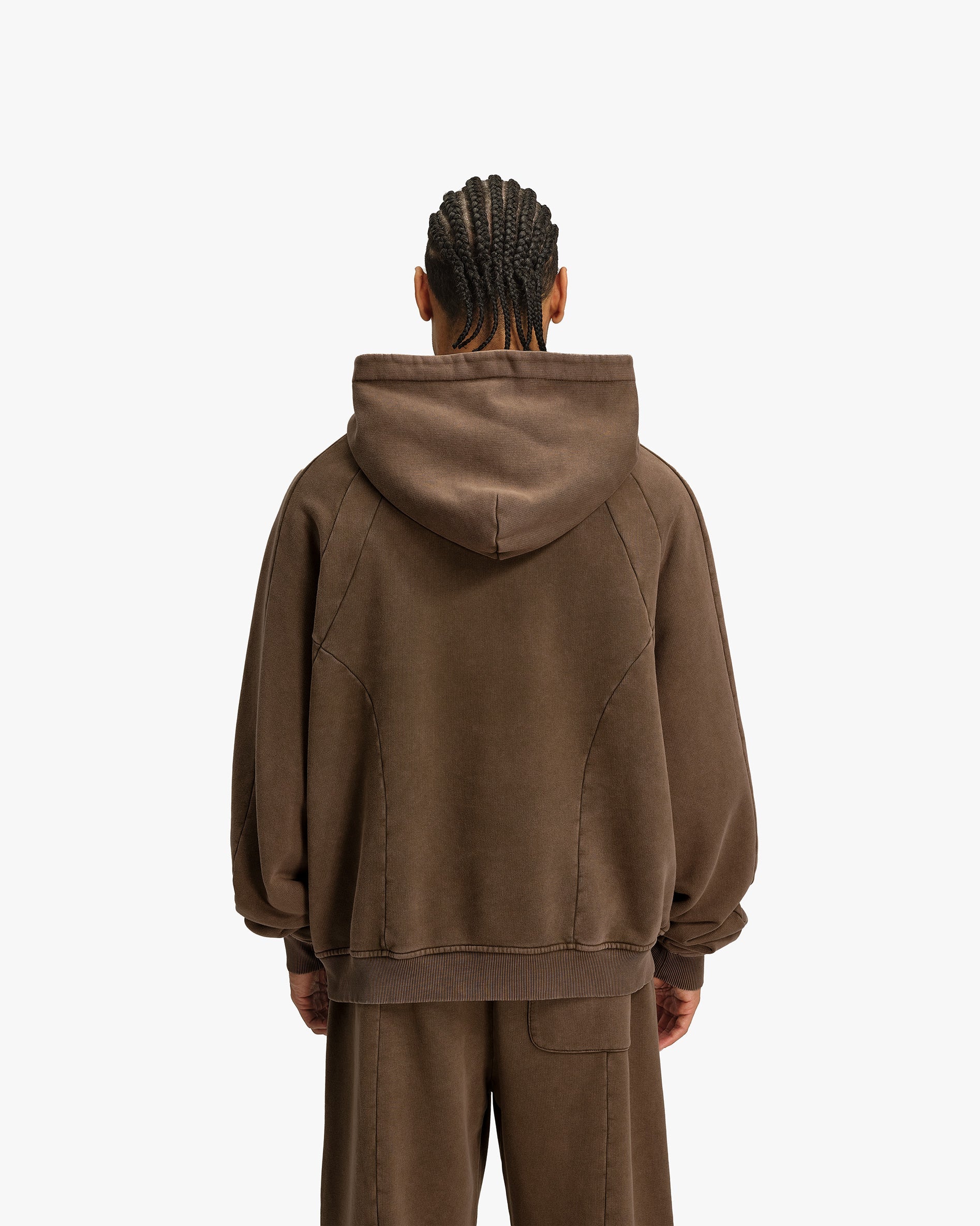 ACID WASHED HOODIE BROWN