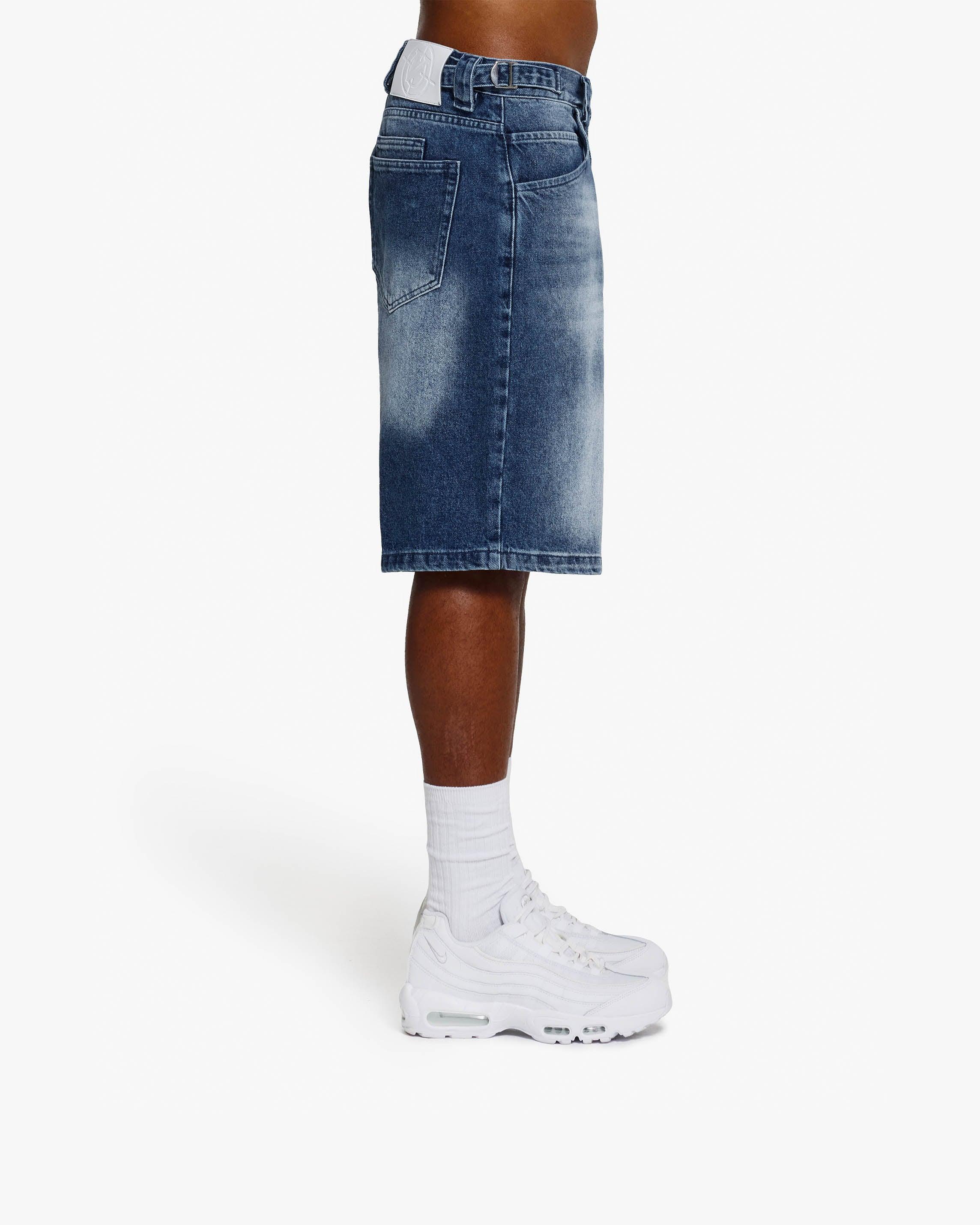 BLUE WASHED DENIM JORTS