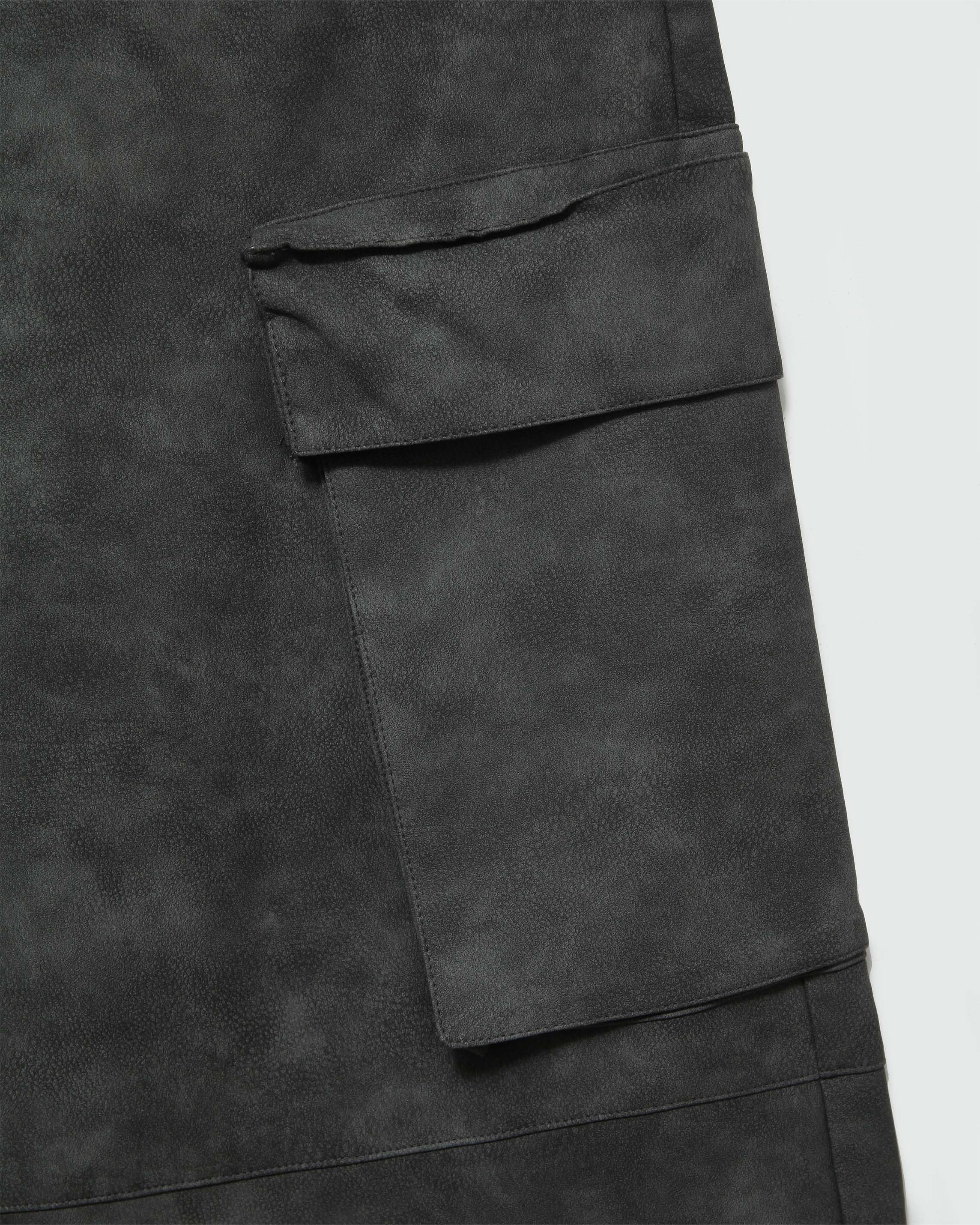 SCRIPT LOGO LEATHER PANTS GREY