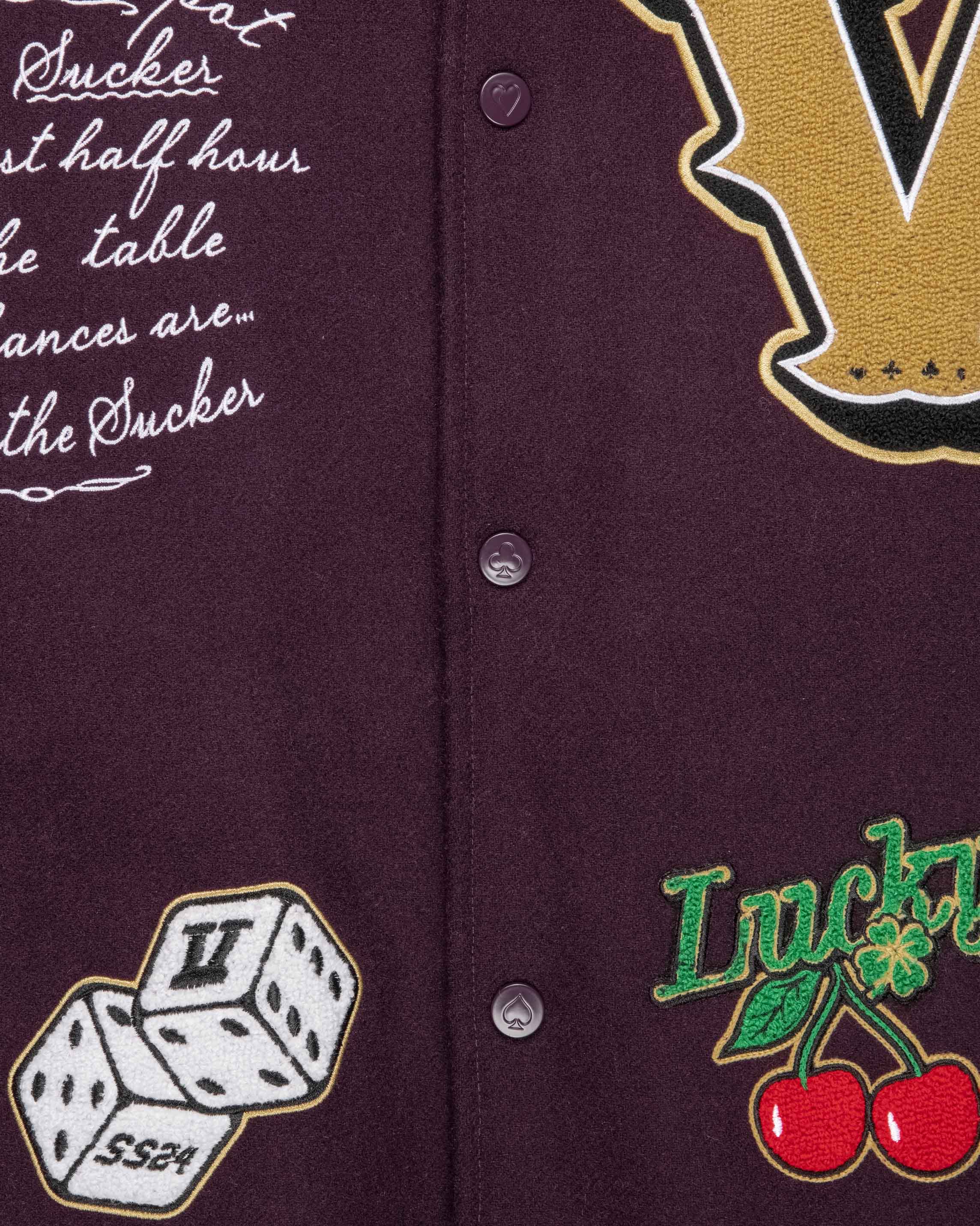 GAMBLER VARSITY JACKET BORDEAUX RED