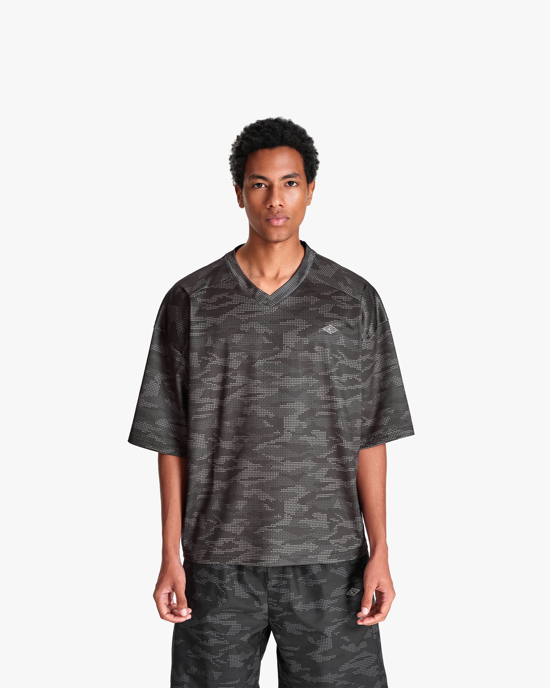 MESH JERSEY DOTTED CAMO BLACK