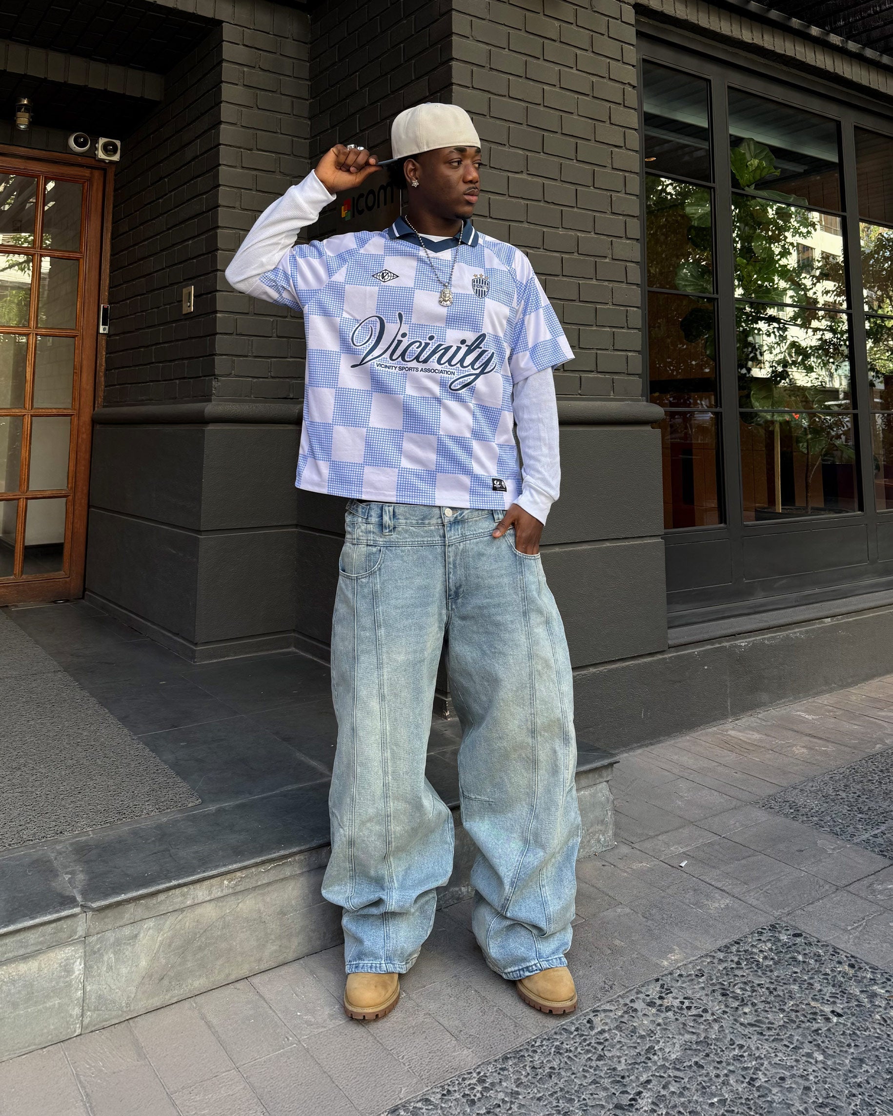 CARO CHECKER JERSEY BLUE/WHITE