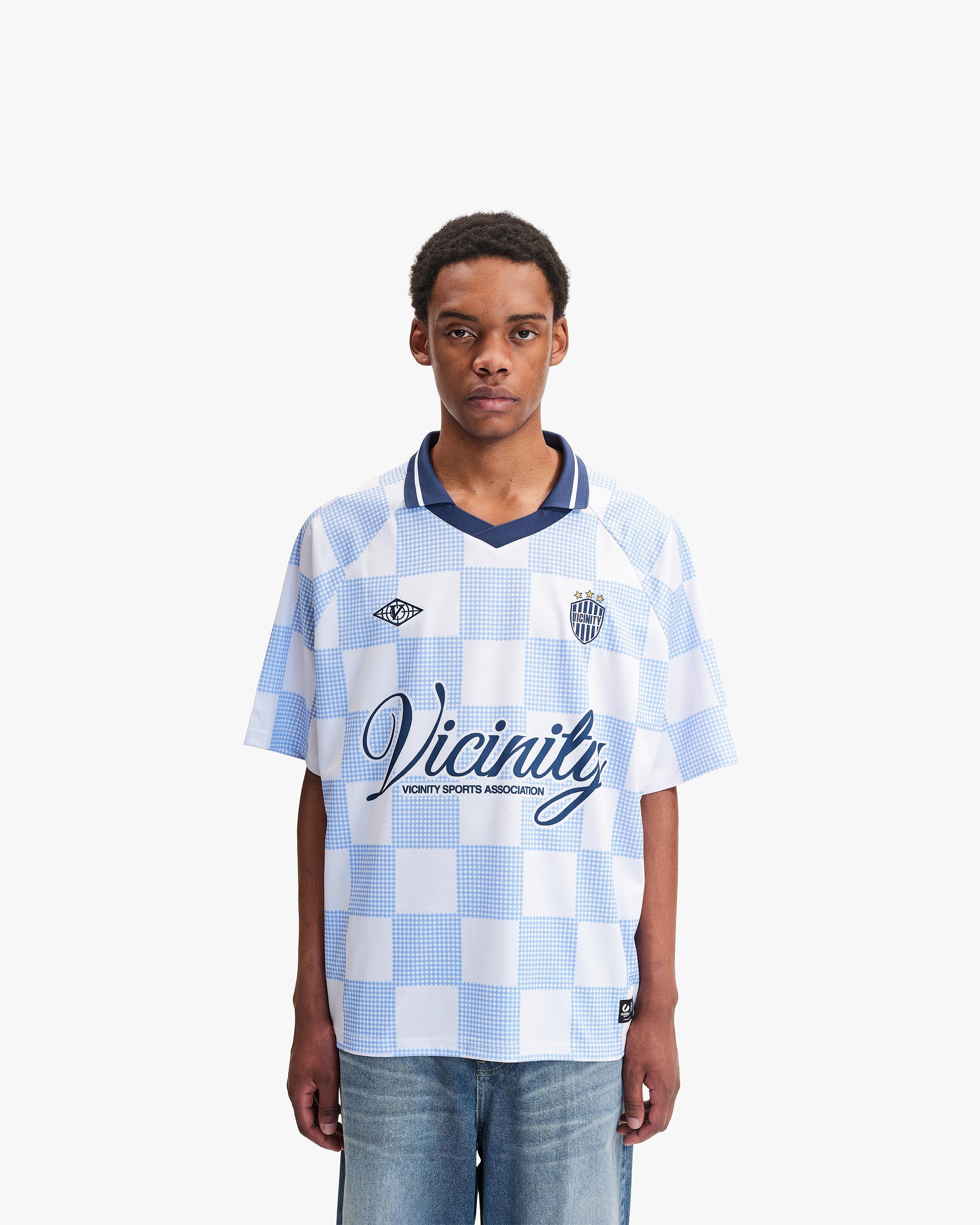 CARO CHECKER JERSEY BLUE/WHITE