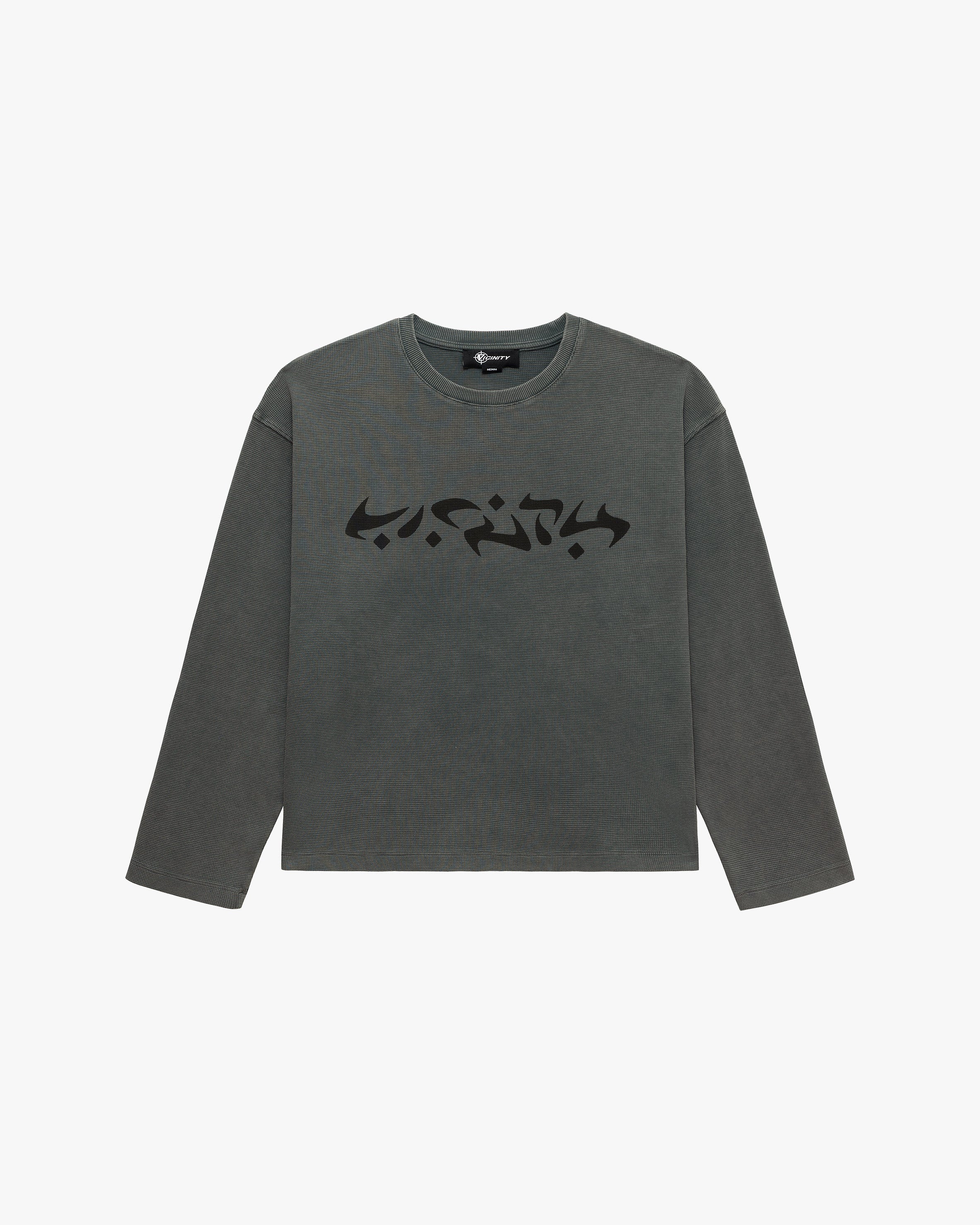 ACID WASHED WAFFLE LONGSLEEVE LIGHT GREY