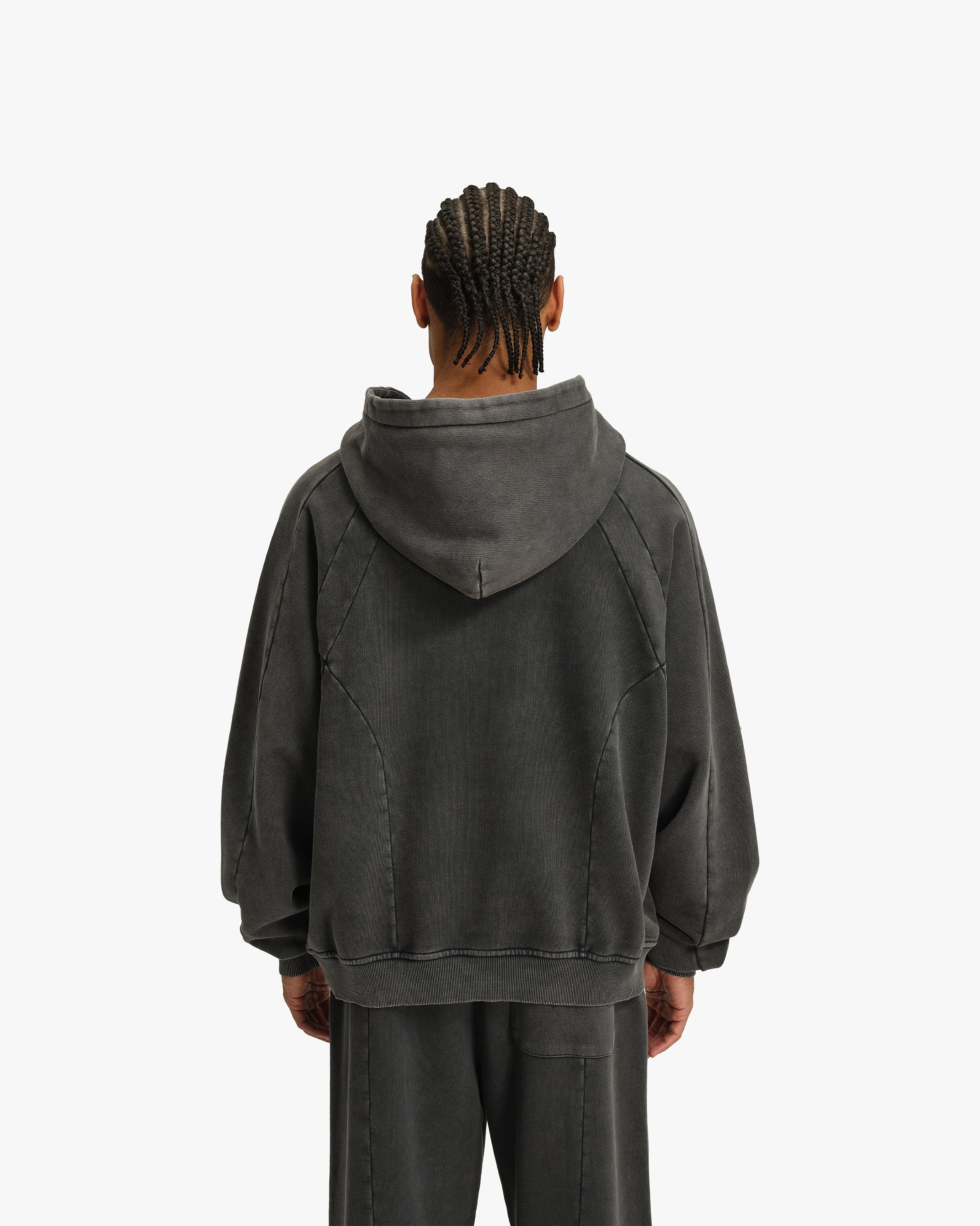 ACID WASHED HOODIE DARK GREY