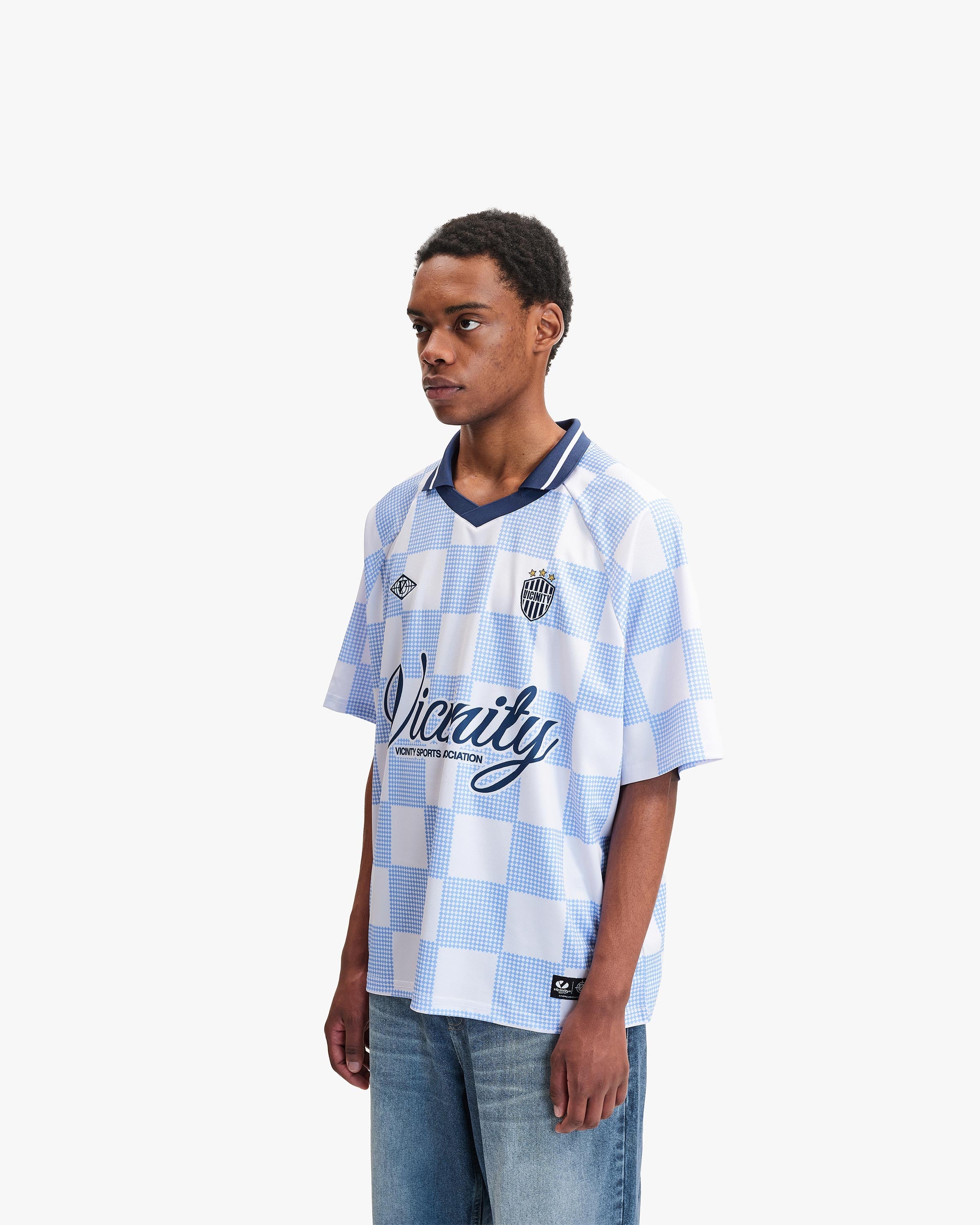 CARO CHECKER JERSEY BLUE/WHITE