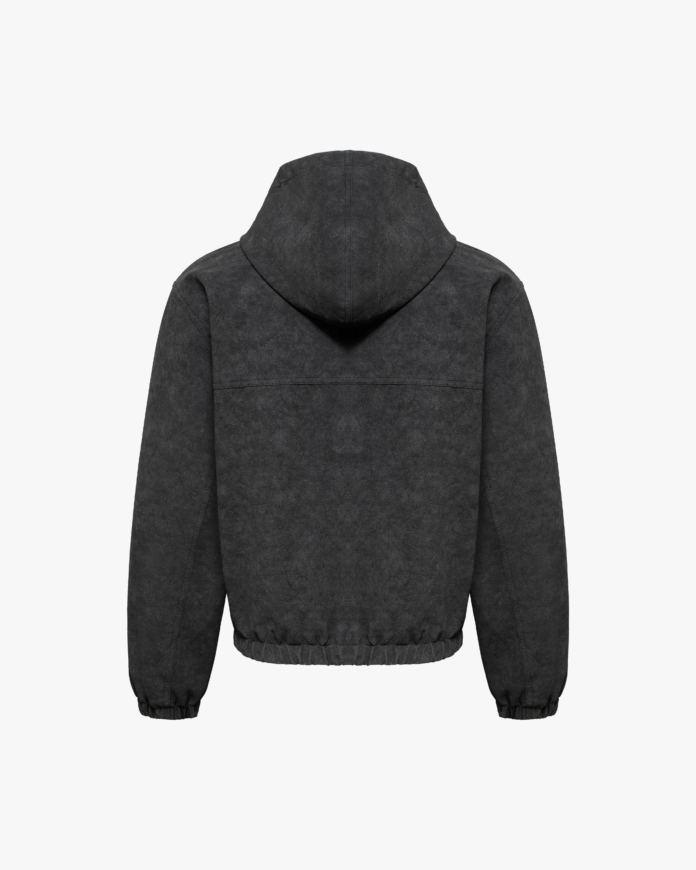 SCRIPT LOGO LEATHER JACKET TAR BLACK