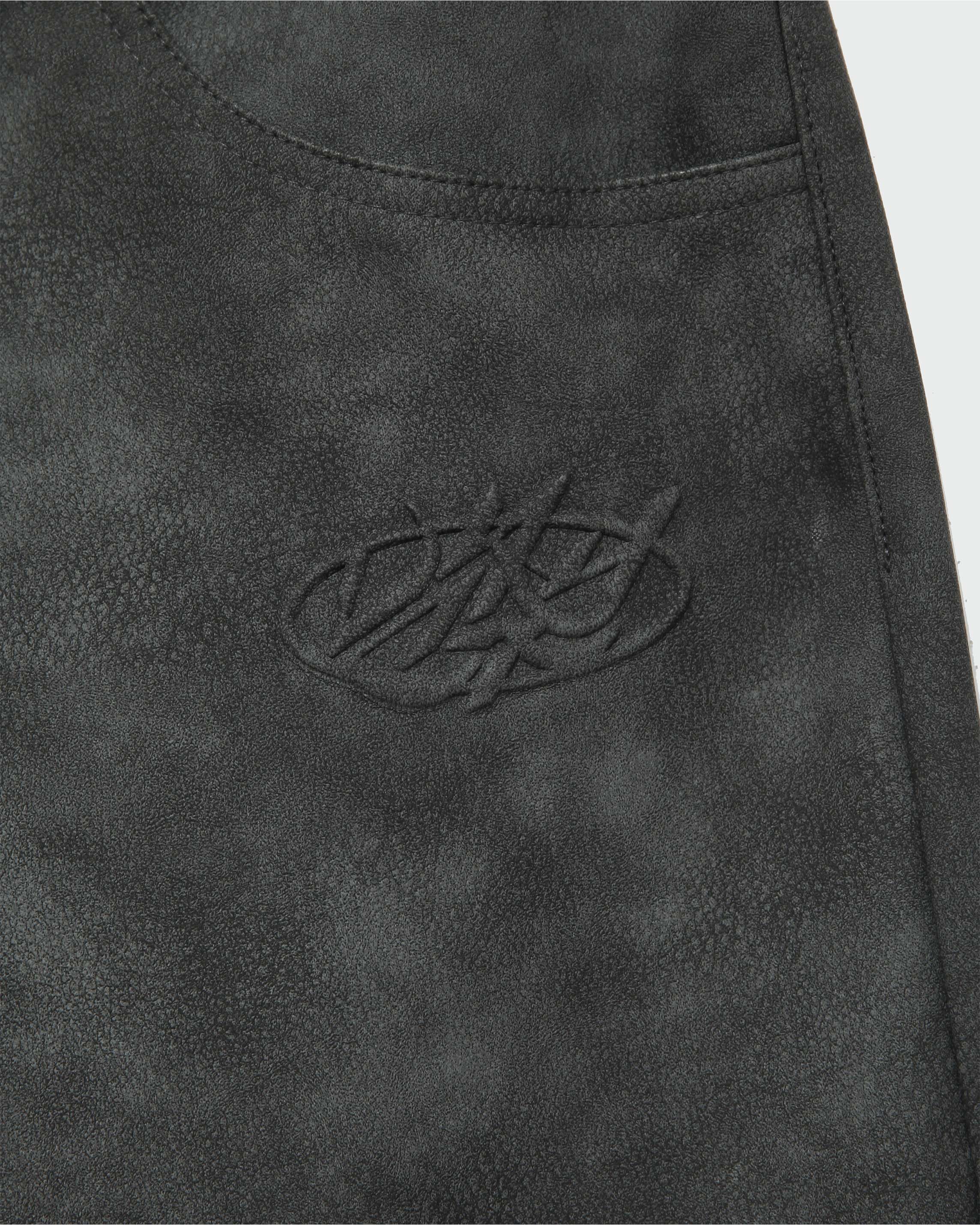 SCRIPT LOGO LEATHER PANTS GREY