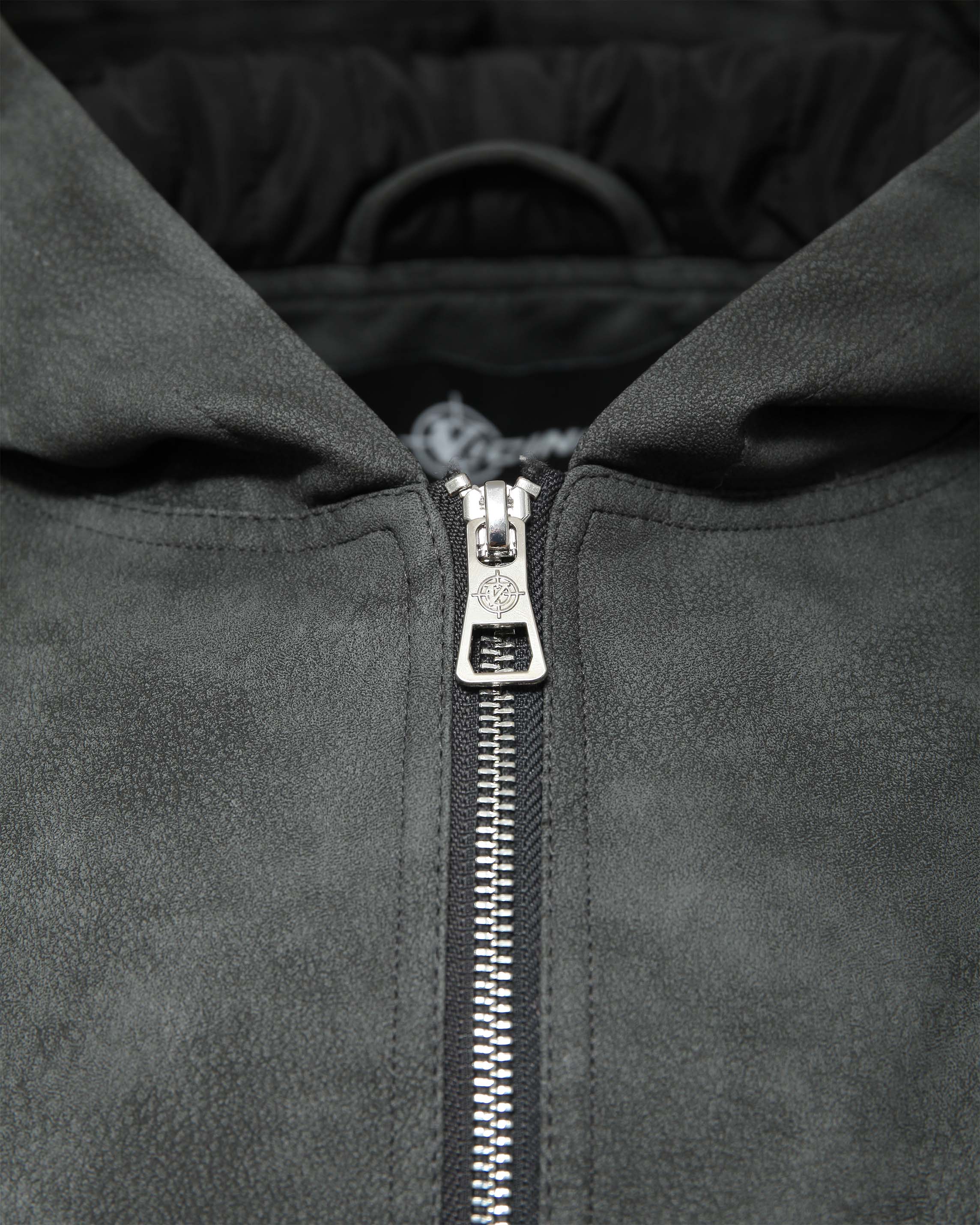 SCRIPT LOGO LEATHER JACKET GREY