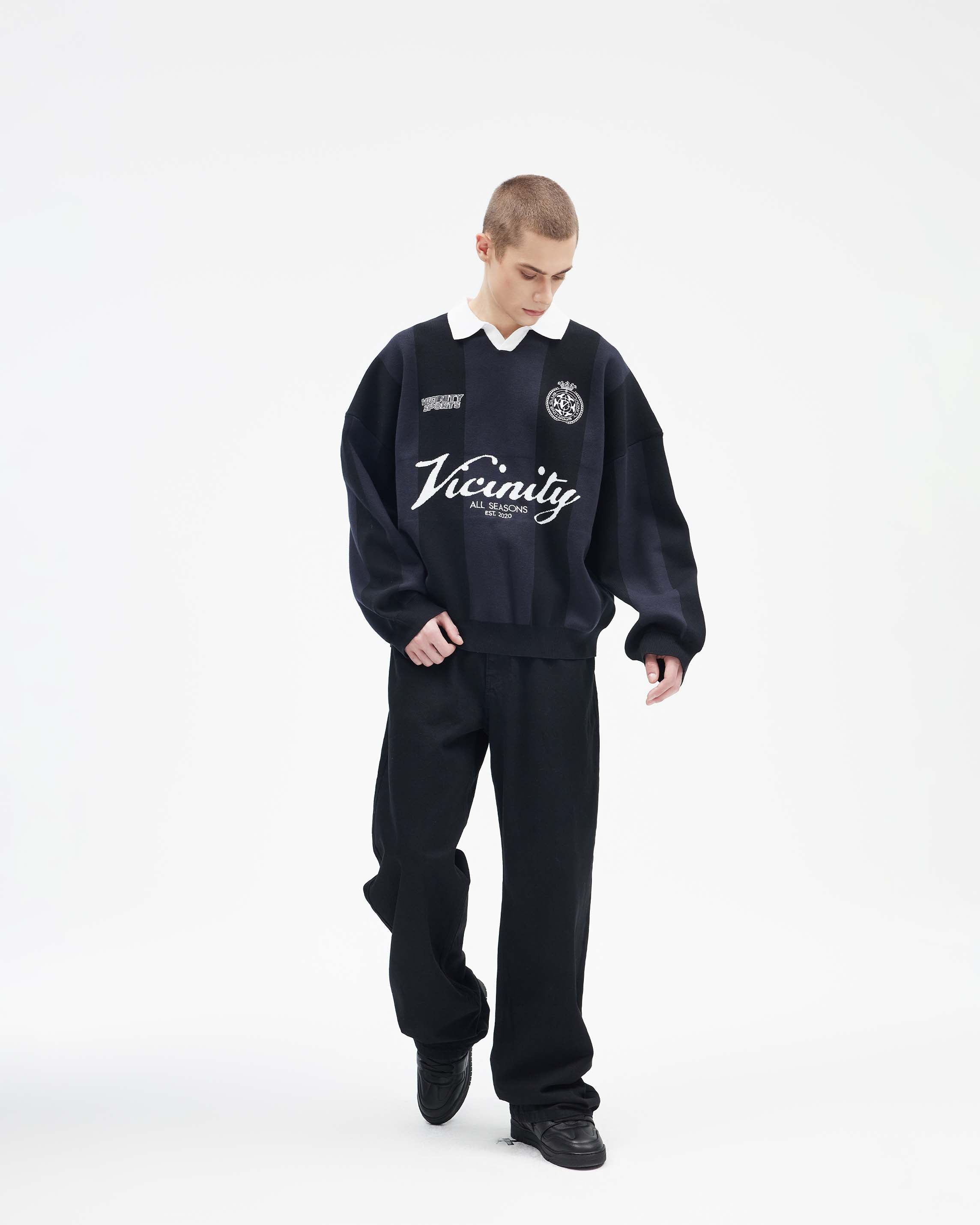 SPORTS TEAM JERSEY KNIT BLACK