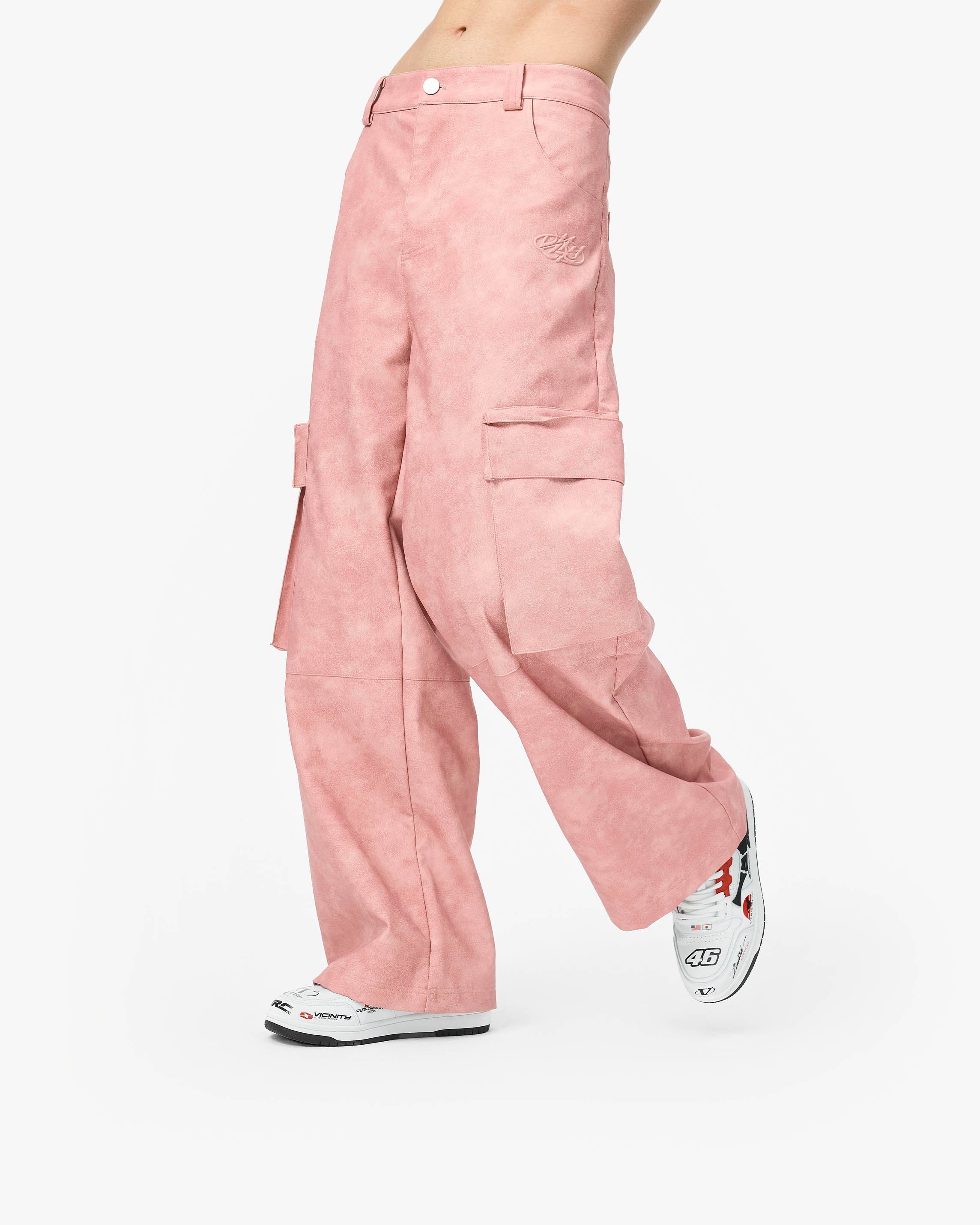 SCRIPT LOGO LEATHER PANTS VINTAGE PINK