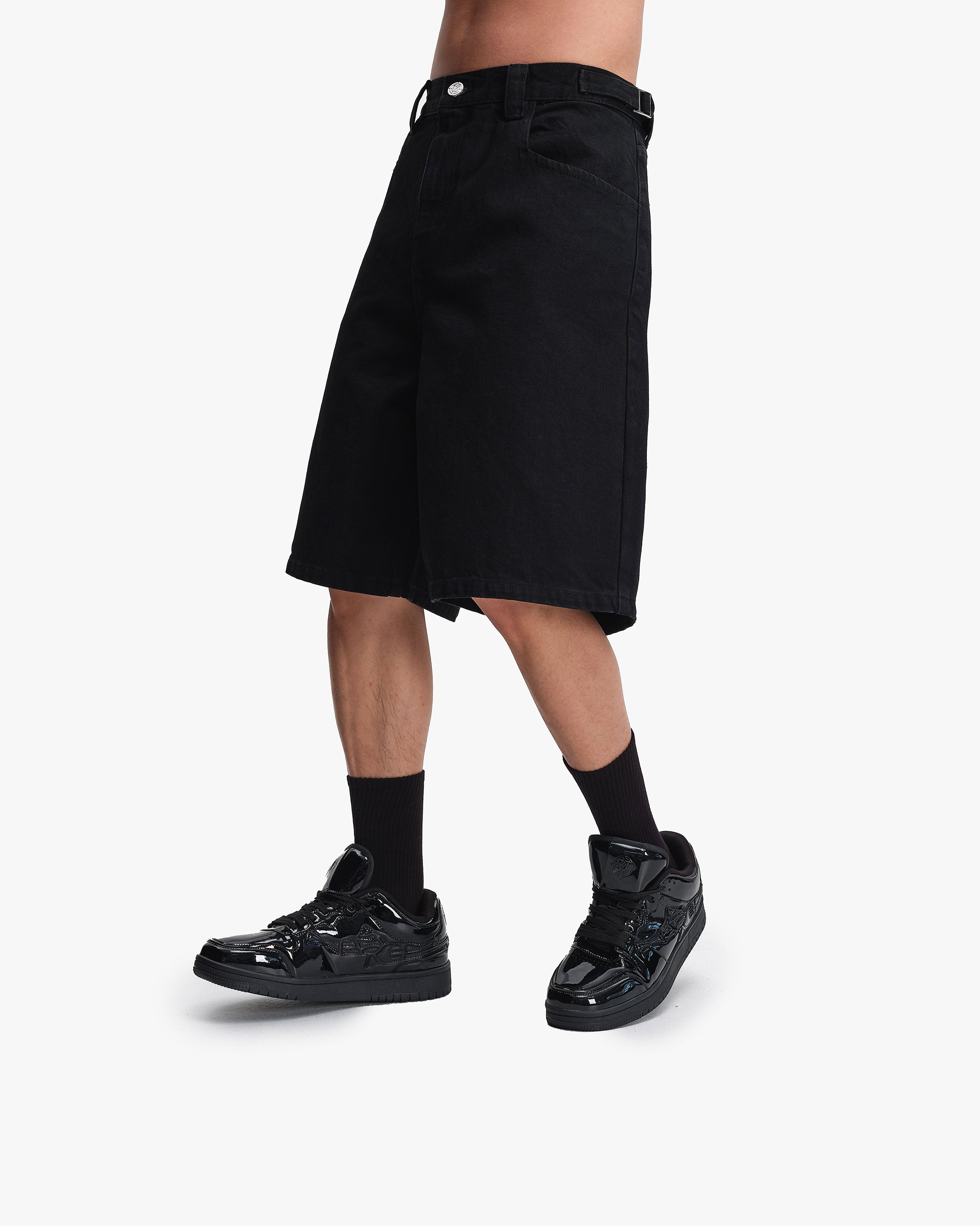 MIDNIGHT BLACK DENIM JORTS