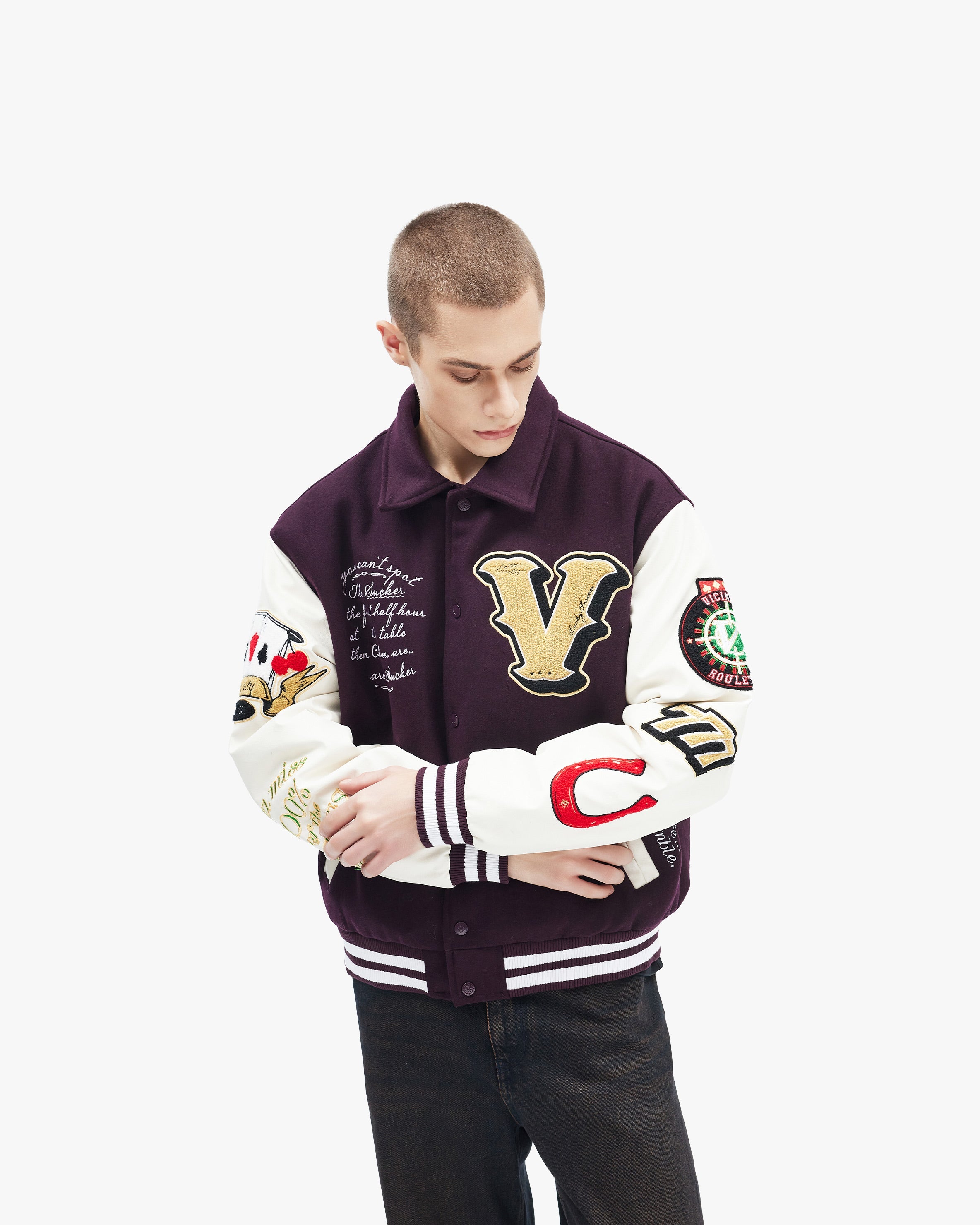 GAMBLER VARSITY JACKET BORDEAUX RED